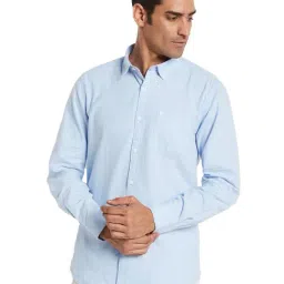 METTLE Blue Cotton Regular fit Solid Casual Shirt-image-82