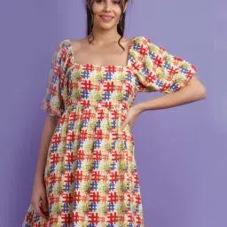 zink Z Multicolored Printed A-Line Dress-image-18