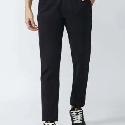 Peter England Casuals Navy Blue Super Slim Fit Trousers-image-58