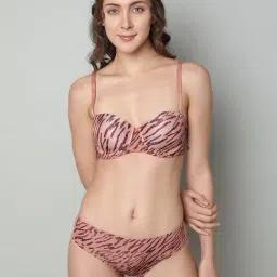 Vero Moda Intimates Brown Printed Half Coverage Bra-picture-12