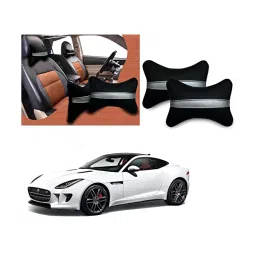 Auto Pearl Black Silver Strip Car Neck Cushion/Neck Pillow Compatible with Jaguar F Type-45