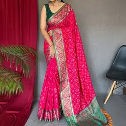 all about you Woven Design Zari Pure Silk Patola Saree-picture-22