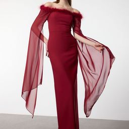 Trendyol Solid Off-Shoulder Maxi Dress-image-59