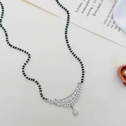 Abdesigns Silver American Diamond Studded Beaded Mangalsutras-image-96