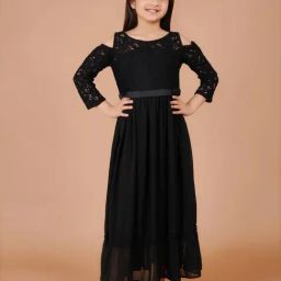 Eavan Girls Black Embroidered Party Dress-image-34