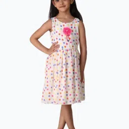 Creative Kid's Girls White & Pink Printed Dress-picture-26