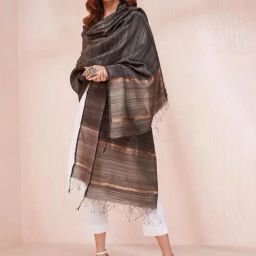 Fabindia Black Woven Pattern Dupatta-picture-10