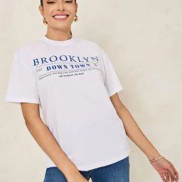 Styli White Graphic Print Oversized T-Shirt-32