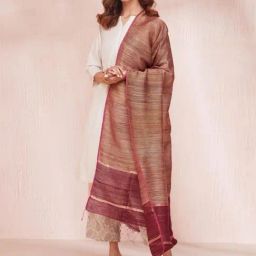 Fabindia Maroon & Beige Woven Pattern Dupatta-picture-20