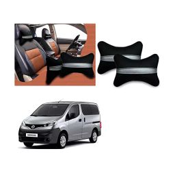 Auto Pearl Black Silver Strip Car Neck Cushion/Neck Pillow Compatible with Nissan Evalia-24