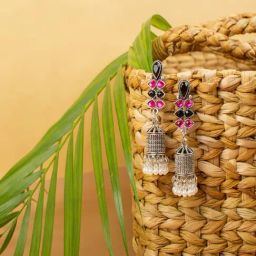 Jewelz Stylish Jhumki Earrings Embellished With Small Pearls for Girls & Women-picture-6