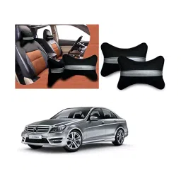 Auto Pearl Black Silver Strip Car Neck Cushion/Neck Pillow Compatible with Mercedes Benz C Class-image-90