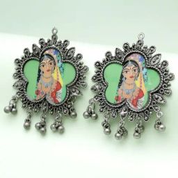 Moedbuille Handcrafted Ghungroo Oxidised Silver Plated Meera Earrings-image-79