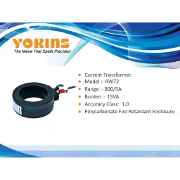 Yokins Current Transformer 800/5A Range For Ammeter, RW72-800A.5-15VA-1.0 image 2
