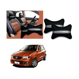 Auto Pearl Black Silver Strip Car Neck Cushion/Neck Pillow Compatible for Maruti Suzuki Alto K10 Old-33