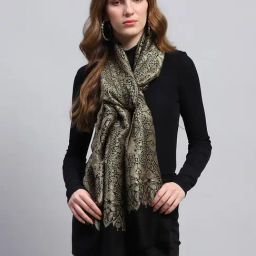 Monte Carlo Black & Gold Floral Print Stole-picture-18