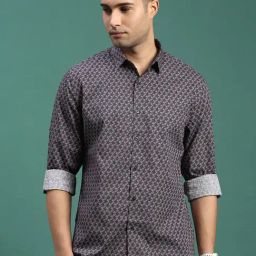 Showoff Grey Cotton Slim Fit Floral Shirts-image-64