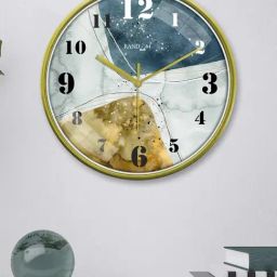 Random Blue & Brown Printed Traditional Round Shaped Wall Clock-picture-27