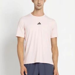 Adidas Pink Regular Fit Logo Printed Sports T-Shirt-image-43