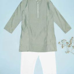 Indus Route by Pantaloons Boys Desert Sage & White Textured Full Sleeves Kurta Sets-image-55