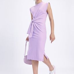 glitchez Tailored Tradition Front Knot Side Slits Midi Shift Dress-picture-41