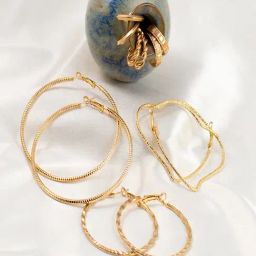 Jewelz Gold Plated Hoop Earrings Set for Women Pack of 6-17
