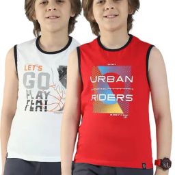 Monte Carlo Boys Red-Off White Cotton Printed T-Shirt -Pack Of 2-picture-18