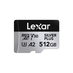 Lexar High-Performance microSDXC Memory Card 512 GB UHS-I with SD Adapter, SILVER PLUS-10
