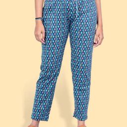 Kryptic Blue Cotton Regular Fit Printed Lounge Pants-image-24