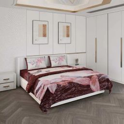 Monte Carlo Multicolor Polyester Queen Bedsheet with 2 Pillow Covers & Blanket-image-71