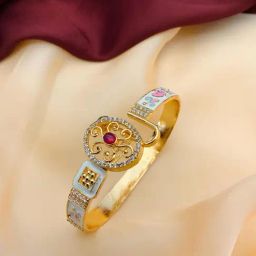 Abdesigns Gold Plated Meenakari American Diamond Statement Bracelet-37
