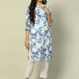 Rangriti Blue Printed Straight Kurta-image-64