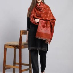 Monte Carlo Rust Printed Shawl-70