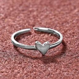 Clara Pure 92.5 Sterling Silver Minimal Heart Adjustable Thumb Band Finger Ring for Women & Girls-12