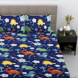 KIDS WONDERS Blue Printed 160 TC Microfiber King Bedsheet Set 2.28 m x 2.54 m-image-69
