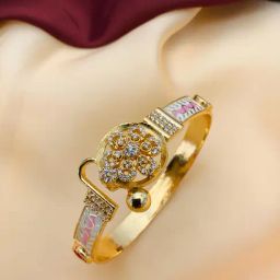 Abdesigns Gold Plated Meenakari American Diamond Statement Bracelet-13