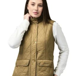 Woodland Gold Nylon Solid Jacket-image-14