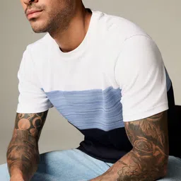 NEXT Men Colourblocked Pure Cotton T-shirt-image-92