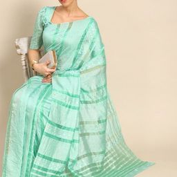 KAVINDI Embellished Beads and Stones Pure Silk Banarasi Saree-image-81
