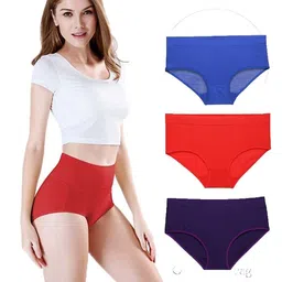 YOU FOREVER Pack Of 3 High-Rise Hipster Briefs - YF-3HWPNT-BLU-PPL-RED-S-picture-27