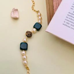 Abdesigns Gold Plated Monalisa Stones & Beads-Studded Statement Bracelet-33