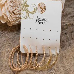 Jewelz Pack of 3 Gold Plated Hoop Earrings Set for Women-4