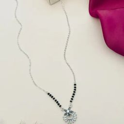 Abdesigns Silver American Diamond Studded Beaded Mangalsutras-image-97