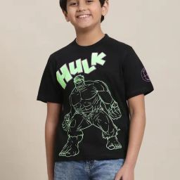 Kidsville Hulk Printed Black Regular Fit T-Shirt For Boys-image-71