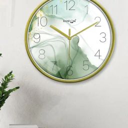 Random Green & Silver Printed Traditional Round Shaped Wall Clock-picture-39