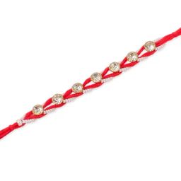NVR Men Red Artificial Stones & Rudraksh Thread Rakhi, Combo for Rakshabandhan image 5