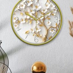 Random White & Green Printed Traditional Round Shaped Wall Clock-picture-37