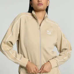 Puma Beige Textured Pattern Sports Jacket-image-3