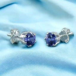 Taraash 92.5 Sterling Silver Blue Solitaire CZ Stud Earrings for Women-image-69