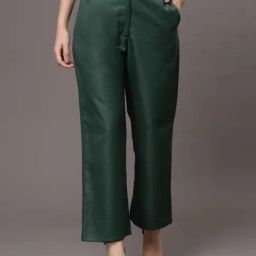 KASSUALLY Dark Green Relaxed Fit Trousers-picture-18